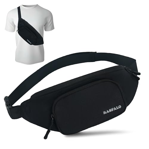 Rasfalo Gürteltasche und Umhängetasche für Herren und Damen, modische Hüfttaschen, verstellbare Gürteltasche für Sport, Workout, Reisen, Joggen, Wandern, freihändiges Tragen aller Handys, Schwarz, von Rasfalo