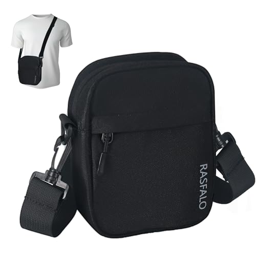 Rasfalo Gürteltasche und Umhängetasche für Herren und Damen, modische Hüfttaschen, verstellbare Gürteltasche für Sport, Workout, Reisen, Joggen, Wandern, freihändiges Tragen aller Handys, Schwarz, von Rasfalo