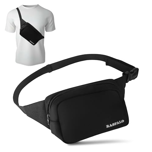 Rasfalo Gürteltasche und Umhängetasche für Herren und Damen, modische Hüfttaschen, verstellbare Gürteltasche für Sport, Workout, Reisen, Joggen, Wandern, freihändiges Tragen aller Handys, Schwarz, von Rasfalo