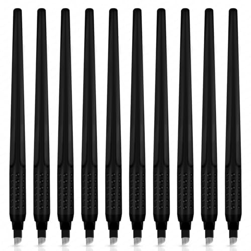 10 Stück Einweg-Microblading-Stifte für Augenbrauen, Eyeliner und Lippen. Semipermanentes Tattoo-Tool mit komfortablem Griff, geeignet für Anfänger (10PCS 0.18mm Black 14Pins) von Rasmet