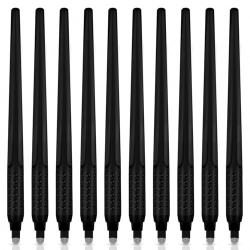 10 Stück Einweg-Microblading-Stifte für Augenbrauen, Eyeliner und Lippen. Semipermanentes Tattoo-Tool mit komfortablem Griff, geeignet für Anfänger (10PCS 0.18mm Black 18U) von Rasmet