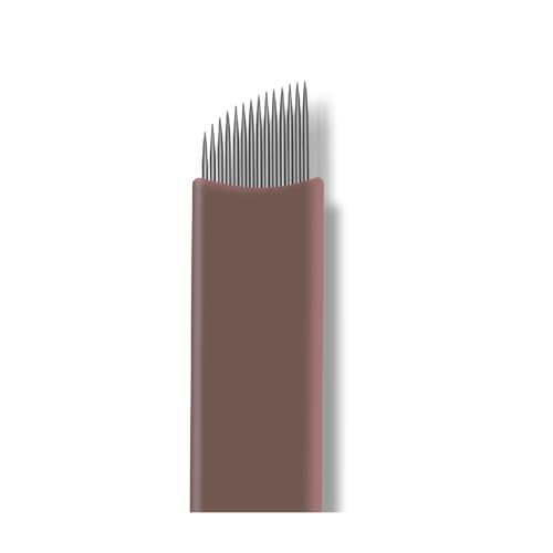 50 Stück Präzisions Kaffeebraune Einweg Microblading Nadeln Nano 0,18mm Nadeln Microblades Größen erhältlich: 14 Slope, 16 Slope, 18 Slope, 18U, 21U (14 Slope) von Rasmet