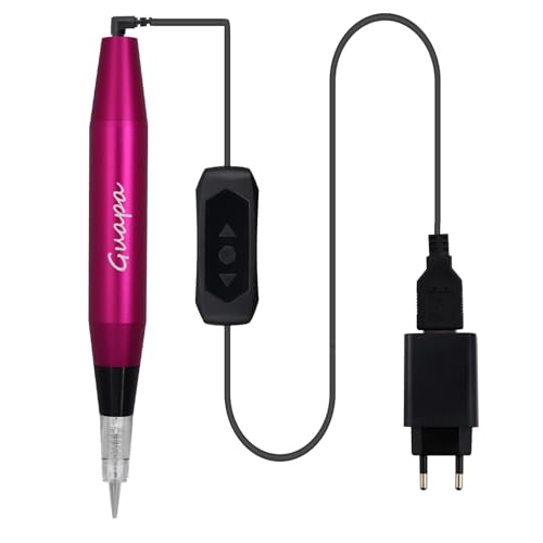 Multifunktions Microblading Tätowiermaschine Permanent Makeup Maschine Tätowierstift mit 20 Stück Patronennadeln für Augenbrauen Eyeliner Lippen (Rot) von Rasmet