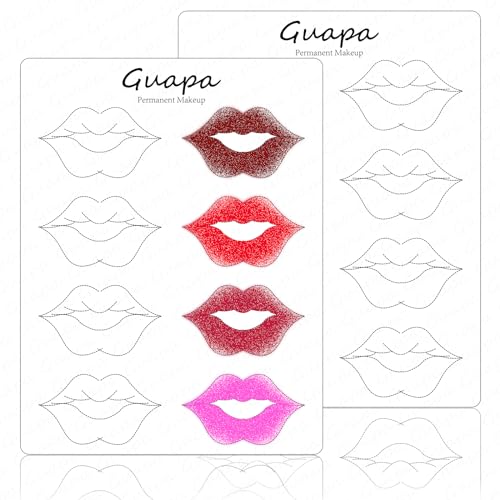 Semi Permanent Makeup Lippen Schattierungs Praxis Haut Tattoo Lippen Rouge Blatt mit Lippenkontur Design für die Microshading Praxis (5PCS) von Rasmet