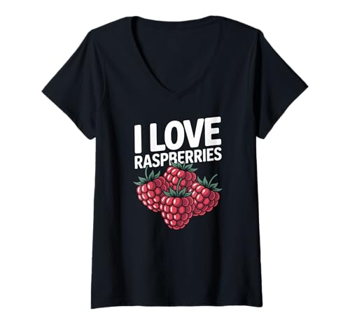Damen Ich liebe Himbeeren Fresh Berry Passion T-Shirt mit V-Ausschnitt Damen Ich liebe Himbeeren Fresh Berry Passion T-Shirt mit V-Ausschnitt von Raspberry Enthusiasts Berry Lovers Community