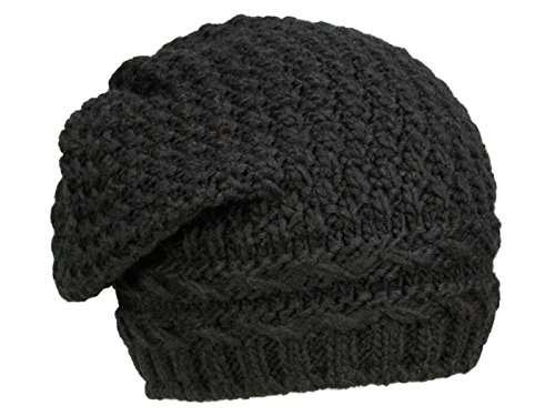 Rassow Alpaka 2 Lange Strickmütze mit Alpakawolle - Schwarz (4) - One Size von Rassow