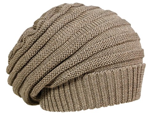 Rassow Long Beanie mit Umschlag aus Wolle (Merino) - Taupe (36) - One Size von Rassow