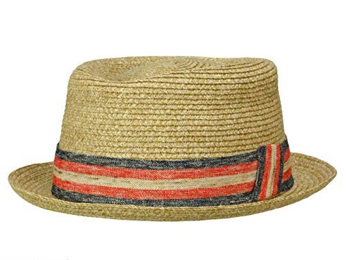 Rassow Walker Bay Snap Brim Player Hut aus Stroh - Natur-Rot (Navy/Rosso) - 56-57 cm (M) von Rassow