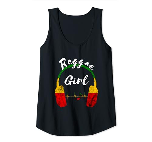 Damen Reggae Girl Kopfhörer Rastafari Roots Reggae Musik Tank Top von Rasta Reggae Roots