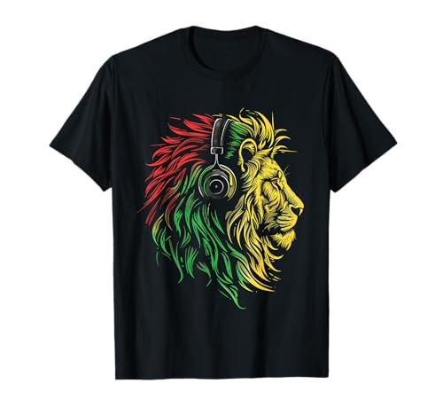 Rasta Reggae Roots T-Shirt für Unisex Erwachsene und Kinder - Jamaikanischer Löwe von Juda in Reggae-Flaggenfarben - U-Ausschnitt - Small - Multicolored von Rasta Reggae Roots