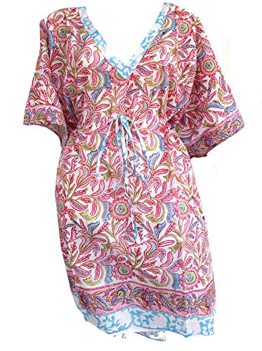 Rastogi Handicrafts Badeanzug, 100 % Baumwolle, Handblockdruck, Strandkaftan, Damendruck, Kaftan 17 von Rastogi handicrafts