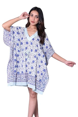Rastogi Handicrafts 100% Baumwolle Handblockdruck Badeanzug Cover Up Strand Kaftan Damen Druck Kaftan 16 von Rastogi handicrafts