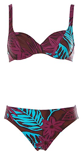 Rasurel Damen Bügel Bikini Beachwear Blumen C-Cup Dark Earth 36 C von Rasurel