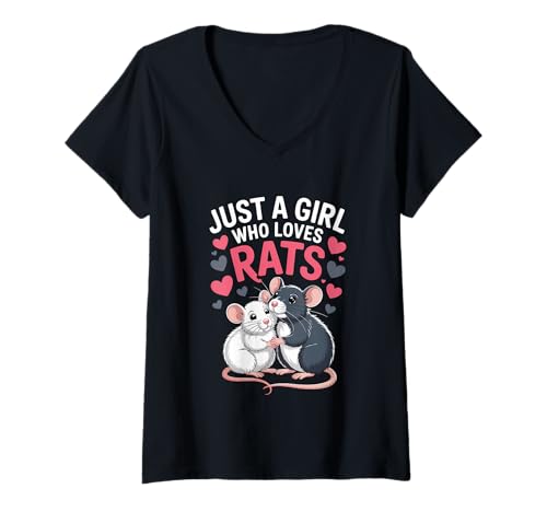 Damen Nur EIN Mädchen, das Ratten und Haustiere liebt T-Shirt mit V-Ausschnitt Damen Nur EIN Mädchen, das Ratten und Haustiere liebt T-Shirt mit V-Ausschnitt von Rat Lover Animal
