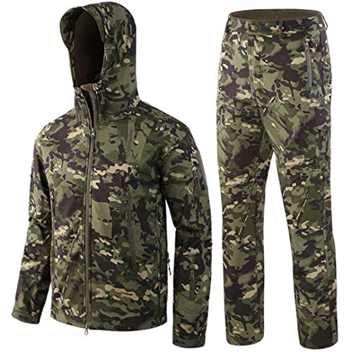 RatenKont Herren Armee Camouflage Jacken Fleece Thermische Outdoor Jagd Militärische Taktische Anzug Kleidung CP Green 3XL von RatenKont