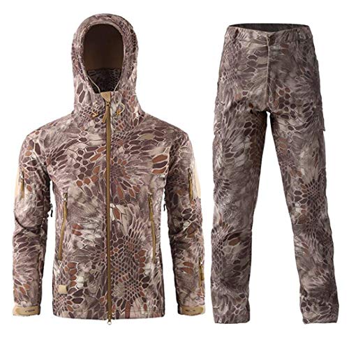 RatenKont Herren Armee Camouflage Jacken Fleece Thermische Outdoor Jagd Militärische Taktische Anzug Kleidung Desert Python XXL von RatenKont