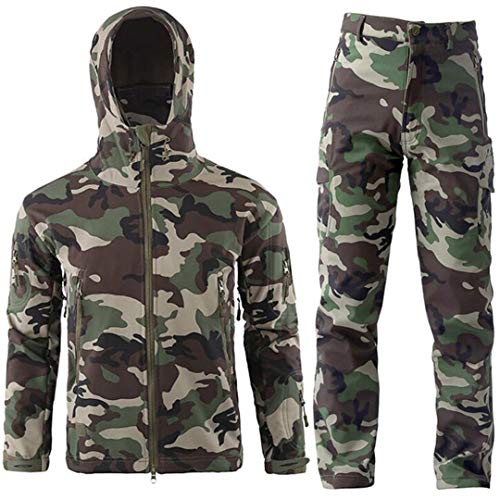 RatenKont Herren Armee Camouflage Jacken Fleece Thermische Outdoor Jagd Militärische Taktische Anzug Kleidung Jungle camo XXL von RatenKont