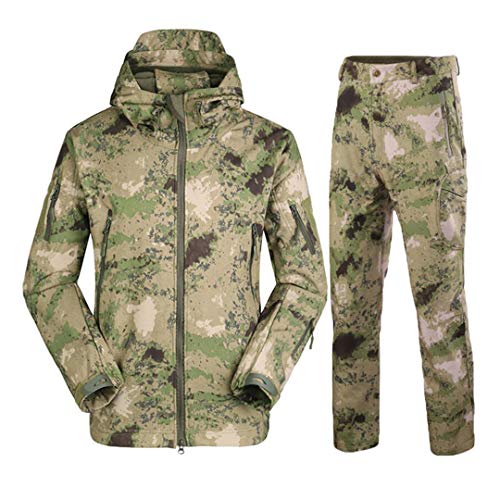 RatenKont Herren Armee Camouflage Jacken Fleece Thermische Outdoor Jagd Militärische Taktische Anzug Kleidung Ruins Green 3XL von RatenKont