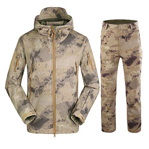 RatenKont Herren Armee Camouflage Jacken Fleece Thermische Outdoor Jagd Militärische Taktische Anzug Kleidung Ruins Yellow XXL von RatenKont