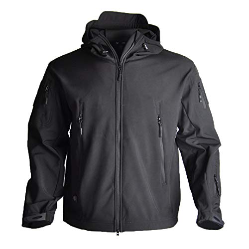 RatenKont Männer Militärische Taktische Winter wasserdichte Softshell Jacke Windjacke Jagdbekleidung Black XL von RatenKont