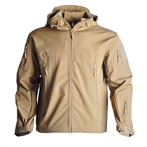 RatenKont Männer Militärische Taktische Winter wasserdichte Softshell Jacke Windjacke Jagdbekleidung Sand XL von RatenKont