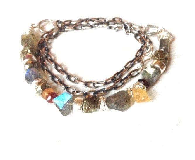 Edelstein Armband Halskette Sterling Silber Labradorit Feueropal Saphir Pyrit Ooak Fire Power Edelstein Armband Halskette Sterling Silber Labradorit Feueropal Saphir Pyrit Ooak Fire Power von RatnaRaniBracelets