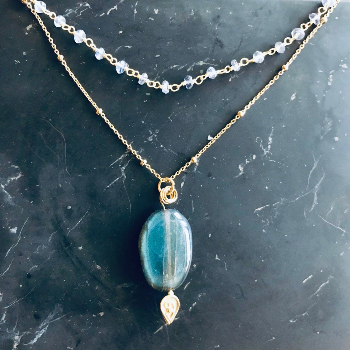 Intuit. Iolith Labradorit Gold Vermeil Halskette Edelstein Heilstein Energie Drittes Auge Intuit. Iolith Labradorit Gold Vermeil Halskette Edelstein Heilstein Energie Drittes Auge von RatnaRaniBracelets