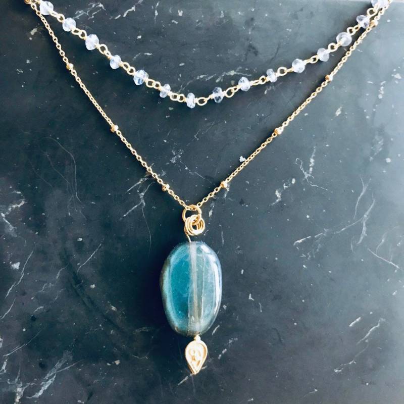 Intuit. Iolith Labradorit Gold Vermeil Halskette Edelstein Heilstein Energie Drittes Auge von RatnaRaniBracelets