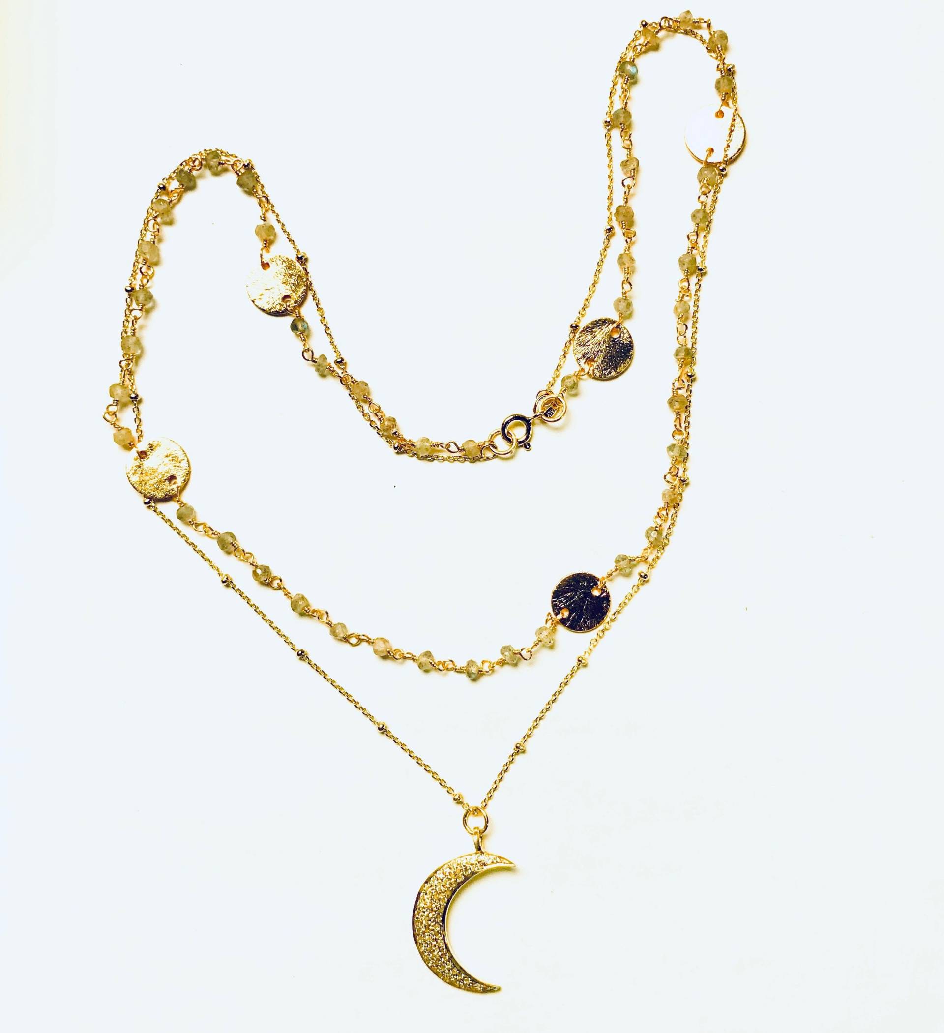 Intuitive Absicht. Weißer Topas Halbmond Iolite Gold Vermeil Kette Intuitive Absicht. Weißer Topas Halbmond Iolite Gold Vermeil Kette von RatnaRaniBracelets