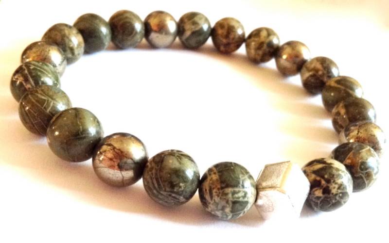 Pyrit Jaspis Edelstein Armband Silber Cube Green Gold Boden Verjüngen Nurture Erdig Pyrit Jaspis Edelstein Armband Silber Cube Green Gold Boden Verjüngen Nurture Erdig von RatnaRaniBracelets