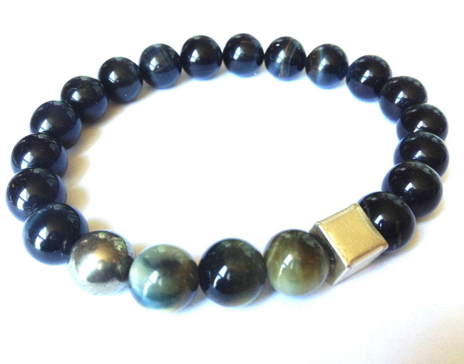 Tiger Eye Edelstein Armband W Pyrit Feinsilber Tiger Eye Edelstein Armband W Pyrit Feinsilber von RatnaRaniBracelets