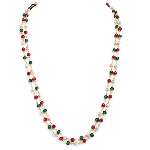 Ratnavali Jewels Damen-Halskette mit Perlen, Strang, Rot, Grün, Weiß, Perle Stein, nicht bekannt Ratnavali Jewels Damen-Halskette mit Perlen, Strang, Rot, Grün, Weiß, Perle Stein, nicht bekannt von Ratnavali Jewels