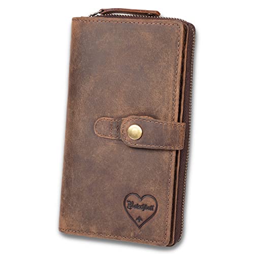 Ratschkatl Echt-Leder Geldbörse • Damen Portmonee mit RFID Schutz • Geldbeutel Braun von Ratschkatl