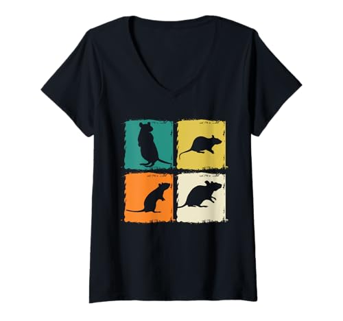Damen Ratten T-Shirt mit V-Ausschnitt von Ratten Tiermotiv