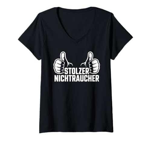 Damen Stolzer Nichtraucher Retro Look T-Shirt mit V-Ausschnitt Damen Stolzer Nichtraucher Retro Look T-Shirt mit V-Ausschnitt von Raucherfrei Lebensstil Humor Stolz