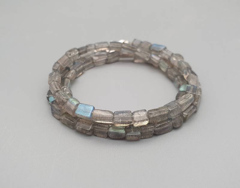 Labradorit Halskette 925 Silber Cube 45cm von RauchundOel