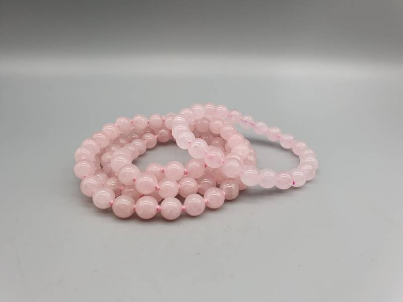 Rosenquarz Kugel Halskette + Armband Schmuck Set 80cm von RauchundOel