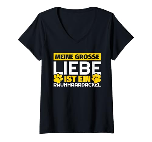 Damen Rauhhaardackel Geschenke lustig T-Shirt mit V-Ausschnitt Damen Rauhhaardackel Geschenke lustig T-Shirt mit V-Ausschnitt von Rauhhaardackel Geschenke