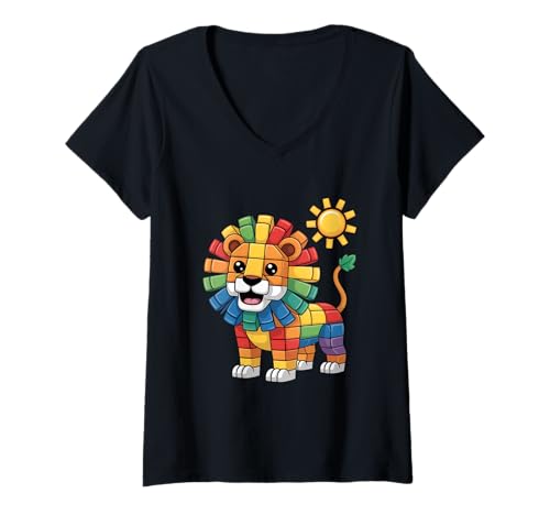 Damen Raus Aus Dem Kindergarten Lustiger Löwe T-Shirt mit V-Ausschnitt Damen Raus Aus Dem Kindergarten Lustiger Löwe T-Shirt mit V-Ausschnitt von Raus Aus Dem Kindergarten Niedliche Löwe