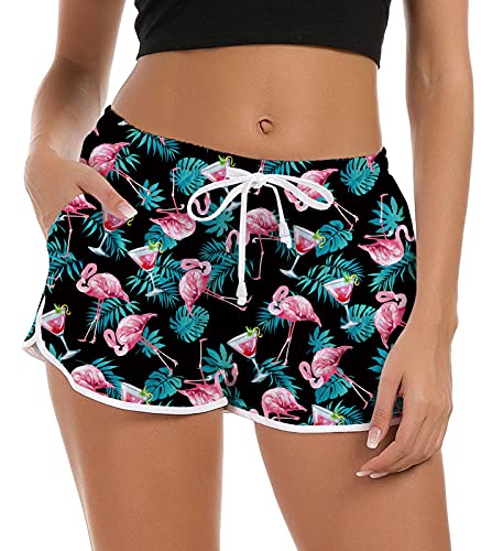 Rave on Friday Damen Badeshorts Kurze Badehose Sommer 3D Bunt Malerei Druck Elegant Strand Schnell Trocknendes Schwimmhose Gym Boardshorts mit Taschen,S, 36-38 von Rave on Friday