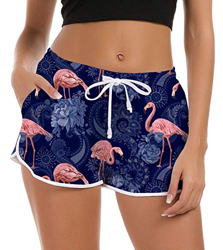 Rave on Friday Damen Badeshorts Kurze Badehose Sommer 3D Bunt Malerei Druck Elegant Strand Schnell Trocknendes Schwimmhose Gym Boardshorts mit Taschen,S, 36-38 von Rave on Friday