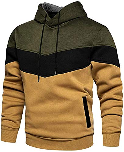 Rave on Friday Herren Hoodie Casual Patchwork Pullover Kapuzenpullover Langarm Farbblock Sweatshirt Sport Hoody Tops mit Tasche für Herren Damen Sportjacke Outdoorjacke 4XL von Rave on Friday