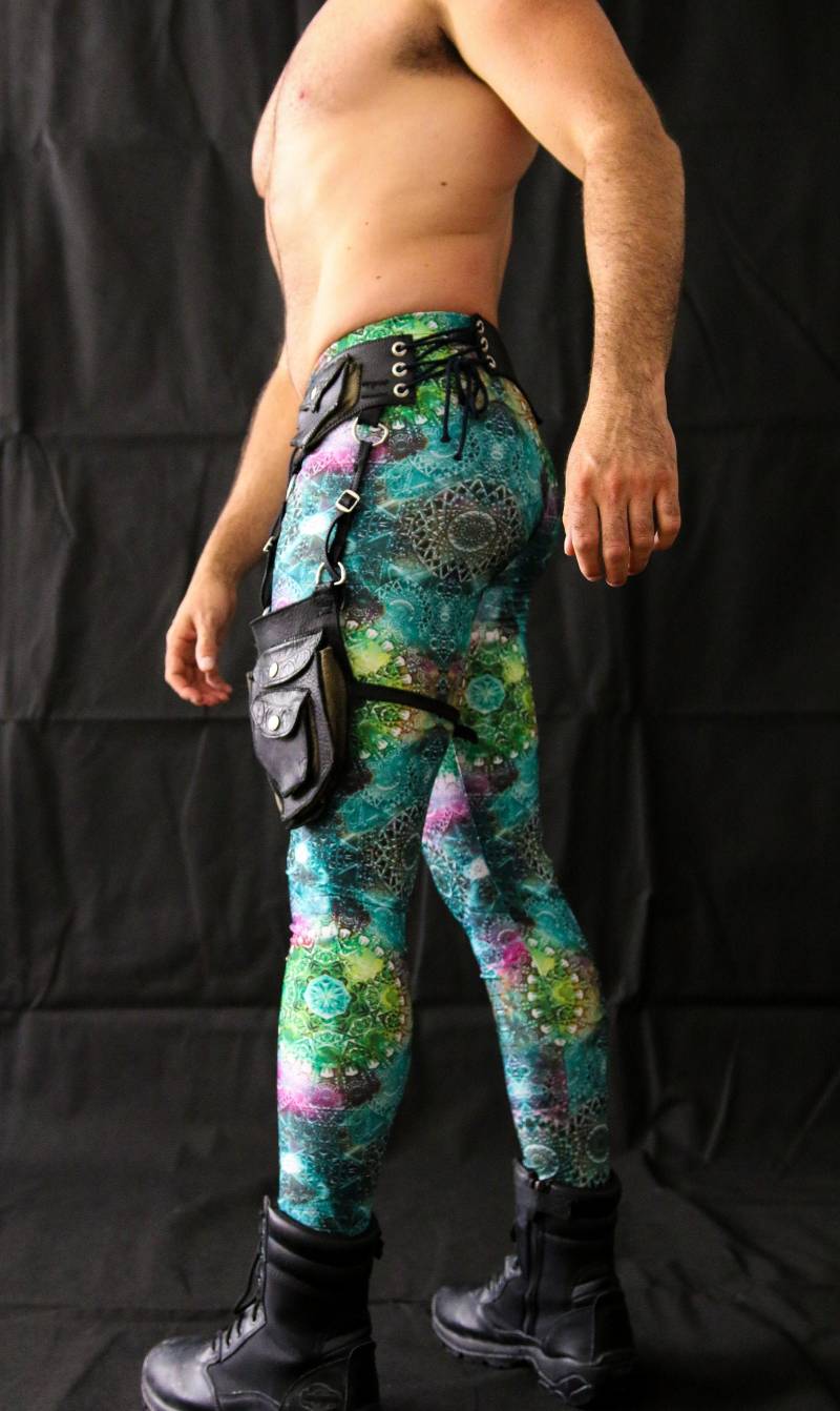 Herren Festival Leggings Schwarz Und Weiße Boho Dance Tights von RaveCircusAZ