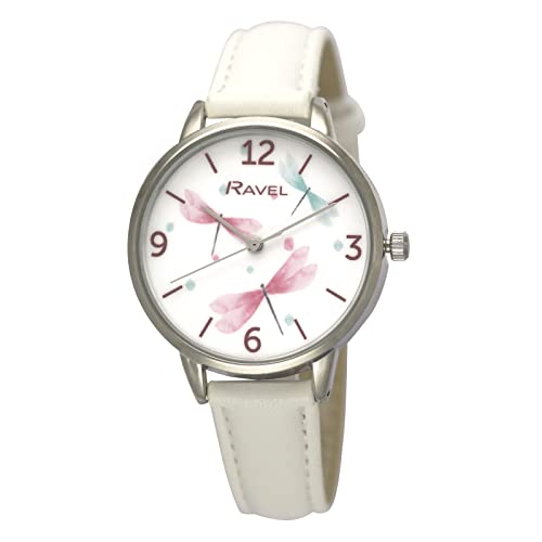 Ravel - Damen Armbanduhr Libelle - Analog Quarz - RF011, weiß von Ravel