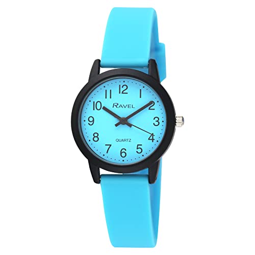 Ravel - Silikon-Damen-Armbanduhr Sommer in Schwarz (30mm Uhrengehäuse) - Analog Quarz - R1813.6 - Blue von Ravel