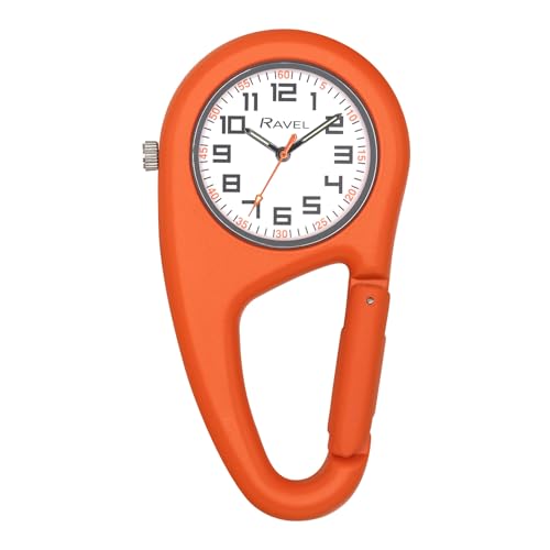 Ravel - Gürtelclip-Karibiner-Quarzuhr - Analoges Quarzwerk - R1105.18 - Leuchtendes Orange von Ravel