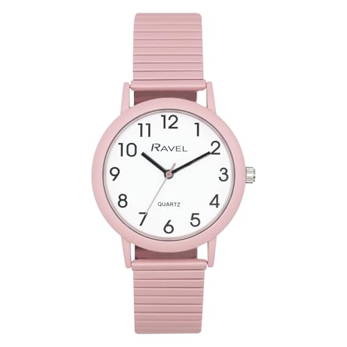 Ravel - Modische Armbanduhr für Damen in Pastellfarben mit Expanderarmband (27 mm Gehäuse) - Analog Quarz - R0237.05.2 - Rosa von Ravel