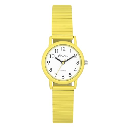 Ravel - Modische Armbanduhr für Damen in Pastellfarben mit Expanderarmband (27 mm Gehäuse) - Analog Quarz - R0237.09.2 - Zitrone von Ravel