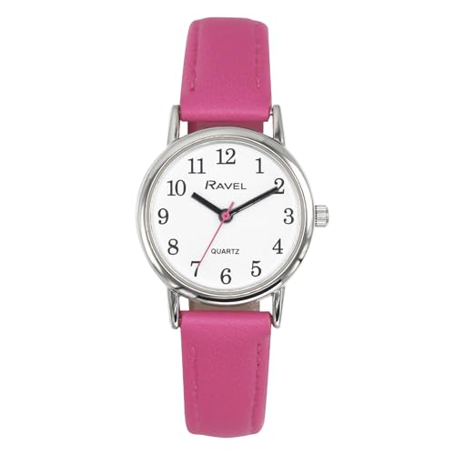 Ravel - Runde silberfarbene Damen-Armbanduhr Brighter Days (36mm Gehäuse) - Analog Quarz - R0140.15.1 - Fuchsia-Rosa/Weißes Zifferblatt von Ravel