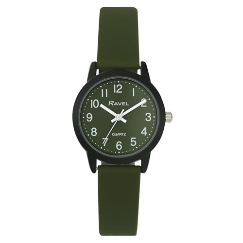 Ravel - Silikon-Damen-Armbanduhr Sommer in Schwarz (30mm Uhrengehäuse) - Analog Quarz - R1813.21 - Königliches Grün von Ravel